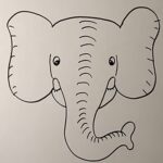 How to draw an easy elephant face step-by-step