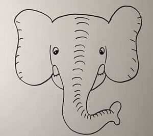 How to draw an easy elephant face step-by-step