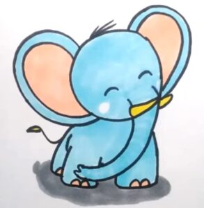 Baby elephant drawing from number 9