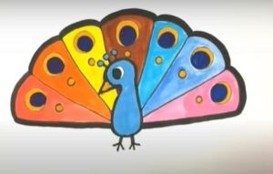 Easy peacock drawing for kids