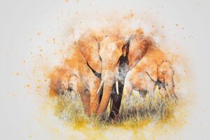 Elephants abstract drawing