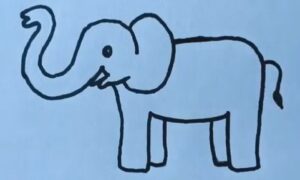 How to draw an elephant for kids in pencil and marker