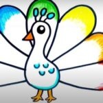 Simple Colorful Peacock Drawing - 5 Step-by-Step & Easy Ways