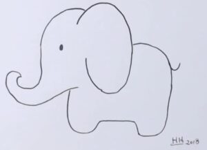 Very simple easy elephant drawing